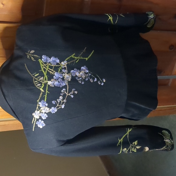 NYGÄRD* Velvet and wool embroidered blazer jacket lapel hook/eye close sz Medium - Picture 6 of 12